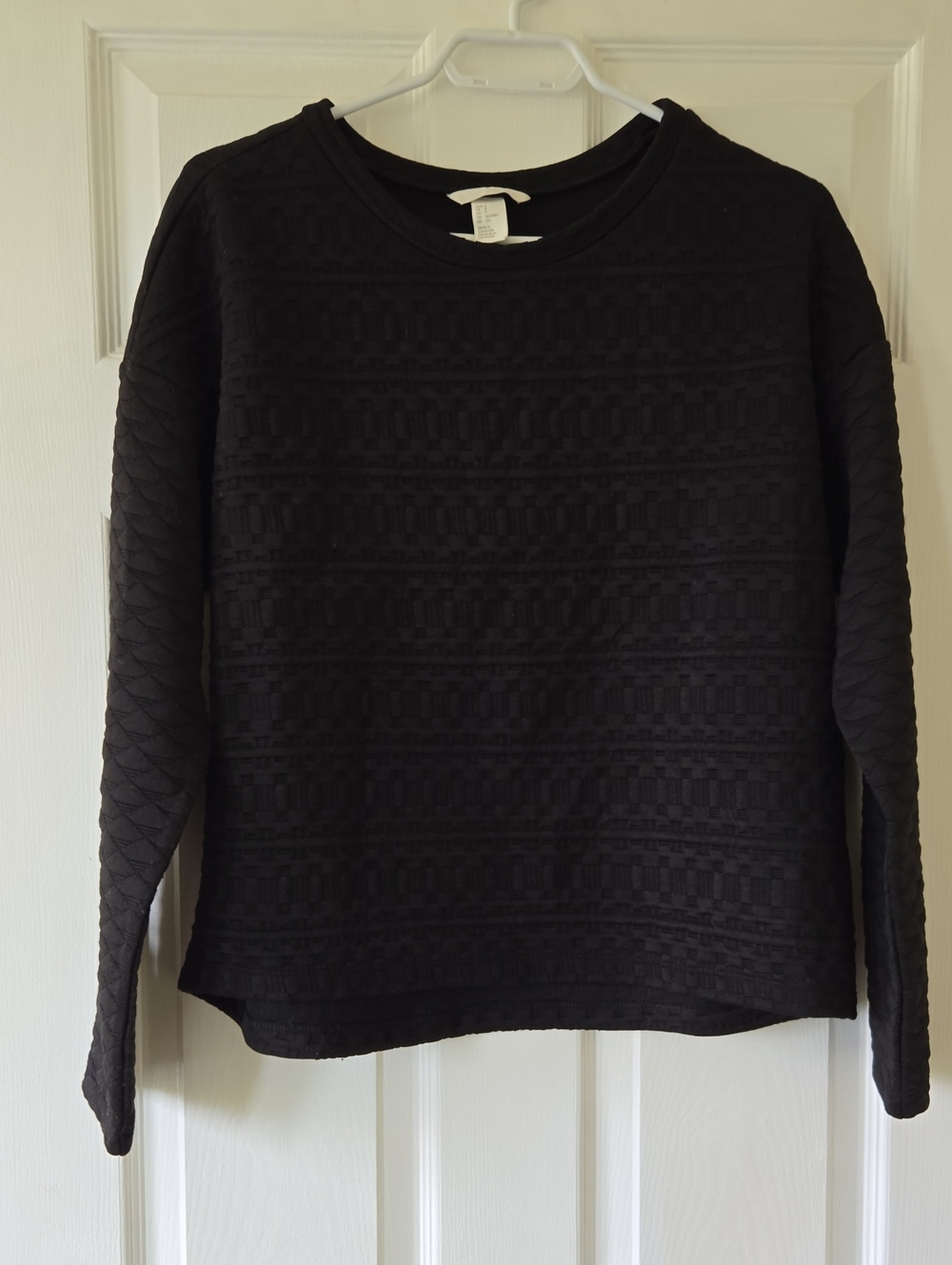 H&M Black Textured Crewneck Sweatshirt